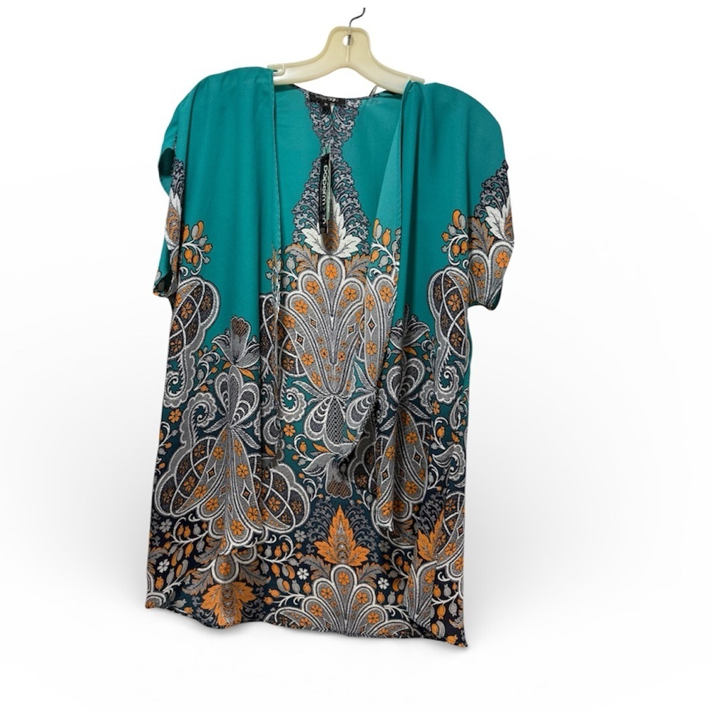 PAPERMOON Womens Teal Green Caputo Kimono Size M - Picture 2 of 10